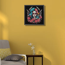 Load image into Gallery viewer, Diamond Painting - Full Round - rose skull girl (35*35CM)