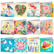 Load image into Gallery viewer, 12Pcs Animal Flower Diamond Painting Greeting Card Arts Crafts Gift for Birthday