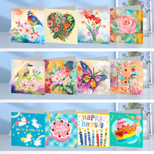 Load image into Gallery viewer, 12Pcs Animal Flower Diamond Painting Greeting Card Arts Crafts Gift for Birthday
