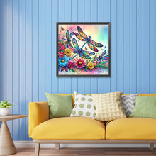 Load image into Gallery viewer, Diamond Painting - Partial Special Shaped - Flowers dragonfly (30*30CM)