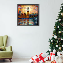 Load image into Gallery viewer, Diamond Painting - Full Round - glass art big ben (40*40CM)