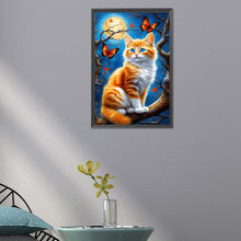Load image into Gallery viewer, Diamond Painting - Full Round - Cat under the moon (30*45CM)