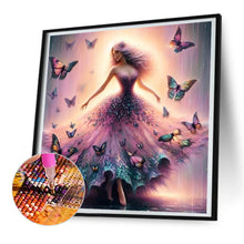 Load image into Gallery viewer, Diamond Painting - Full Round - Girl with butterfly skirt (30*30CM)