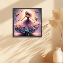 Load image into Gallery viewer, Diamond Painting - Full Round - Girl with butterfly skirt (30*30CM)