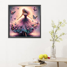 Load image into Gallery viewer, Diamond Painting - Full Round - Girl with butterfly skirt (30*30CM)