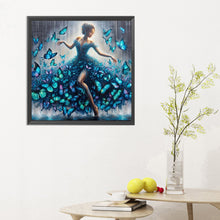 Load image into Gallery viewer, Diamond Painting - Full Round - Girl with butterfly skirt (30*30CM)