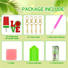 Load image into Gallery viewer, 15Pcs Double Sided Watermelon Diamond Painting Keychain for Birthday Party Decor