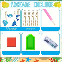 Load image into Gallery viewer, 12Pcs Double Sided Marine Life Diamond Painting Art Keychain Pendant DIY Crafts