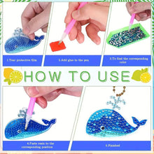 Load image into Gallery viewer, 12Pcs Double Sided Marine Life Diamond Painting Art Keychain Pendant DIY Crafts