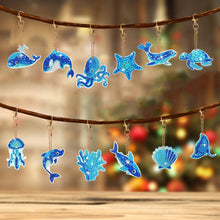 Load image into Gallery viewer, 12Pcs Double Sided Marine Life Diamond Painting Art Keychain Pendant DIY Crafts