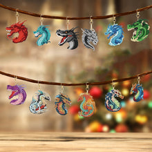 Load image into Gallery viewer, 12Pcs Double Sided Gragon Diamond Painting Art Keychain Pendant DIY Crafts Decor