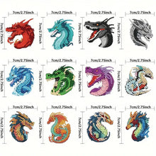 Load image into Gallery viewer, 12Pcs Double Sided Gragon Diamond Painting Art Keychain Pendant DIY Crafts Decor