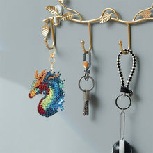 Load image into Gallery viewer, 12Pcs Double Sided Gragon Diamond Painting Art Keychain Pendant DIY Crafts Decor
