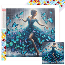 Load image into Gallery viewer, Diamond Painting - Full Square - blue butterfly dancing (30*30CM)