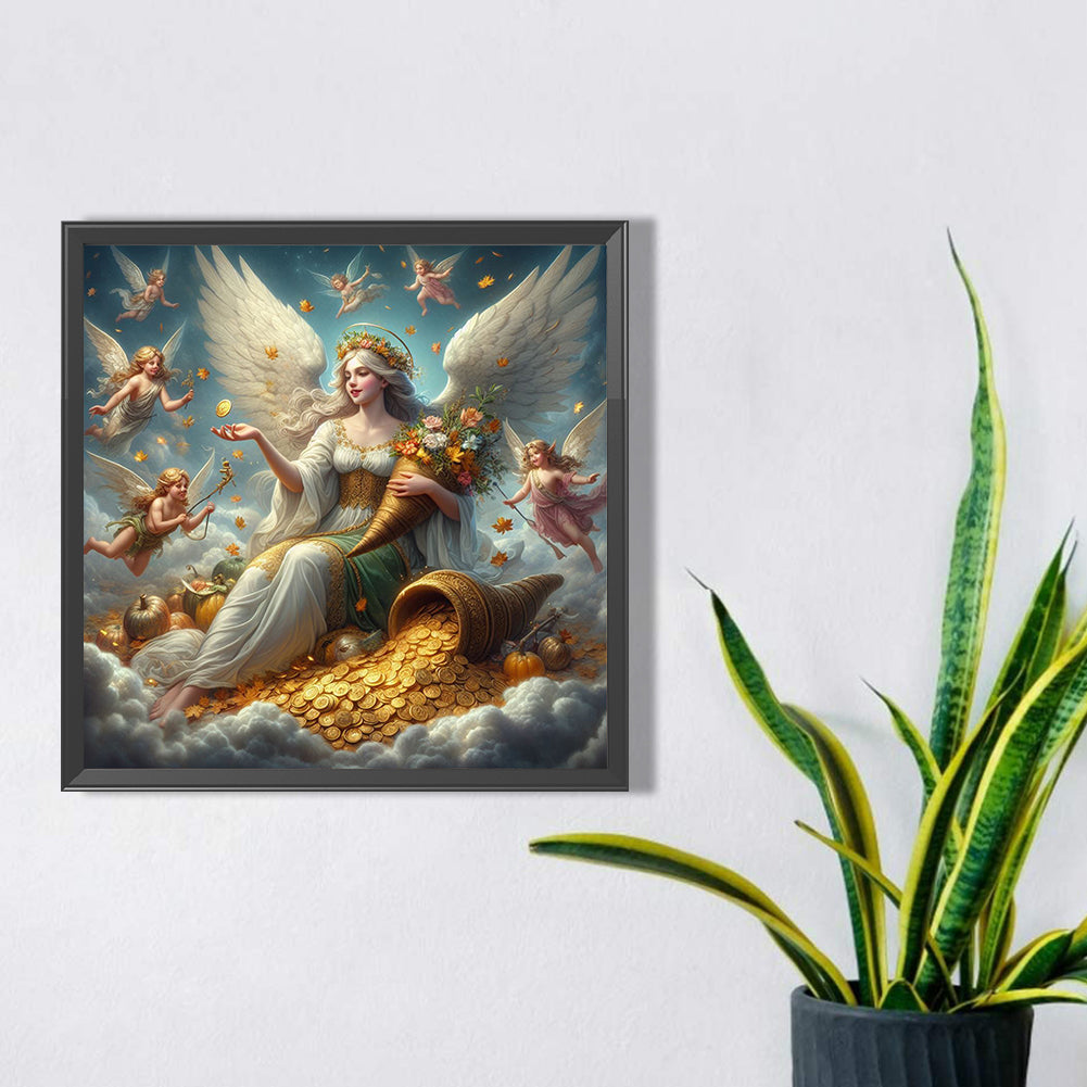 Diamond Painting - Full Square - Goddess of Wealth and Gold Coins (30*30CM)