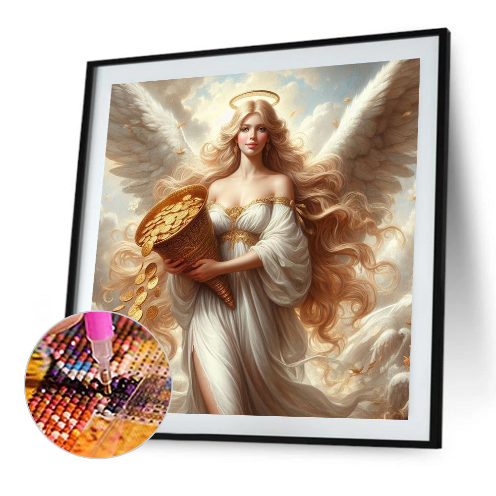 Diamond Painting - Full Square - Goddess of Wealth and Gold Coins (30*30CM)