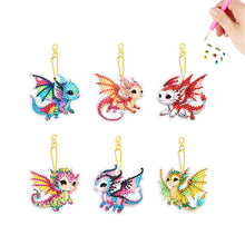 Load image into Gallery viewer, 6 Pcs Double Side Cute Handmade Flying Dragon Diamond Art Keyring for Home Decor