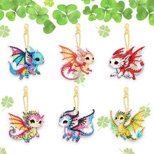Load image into Gallery viewer, 6 Pcs Double Side Cute Handmade Flying Dragon Diamond Art Keyring for Home Decor
