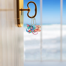 Load image into Gallery viewer, 6 Pcs Double Side Cute Handmade Flying Dragon Diamond Art Keyring for Home Decor