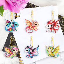 Load image into Gallery viewer, 6 Pcs Double Side Cute Handmade Flying Dragon Diamond Art Keyring for Home Decor