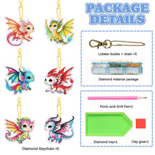 Load image into Gallery viewer, 6 Pcs Double Side Cute Handmade Flying Dragon Diamond Art Keyring for Home Decor