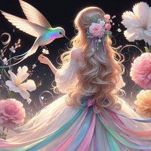 Load image into Gallery viewer, Diamond Painting - Full Round - hummingbird girl (30*30CM)