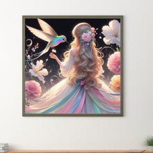 Load image into Gallery viewer, Diamond Painting - Full Round - hummingbird girl (30*30CM)