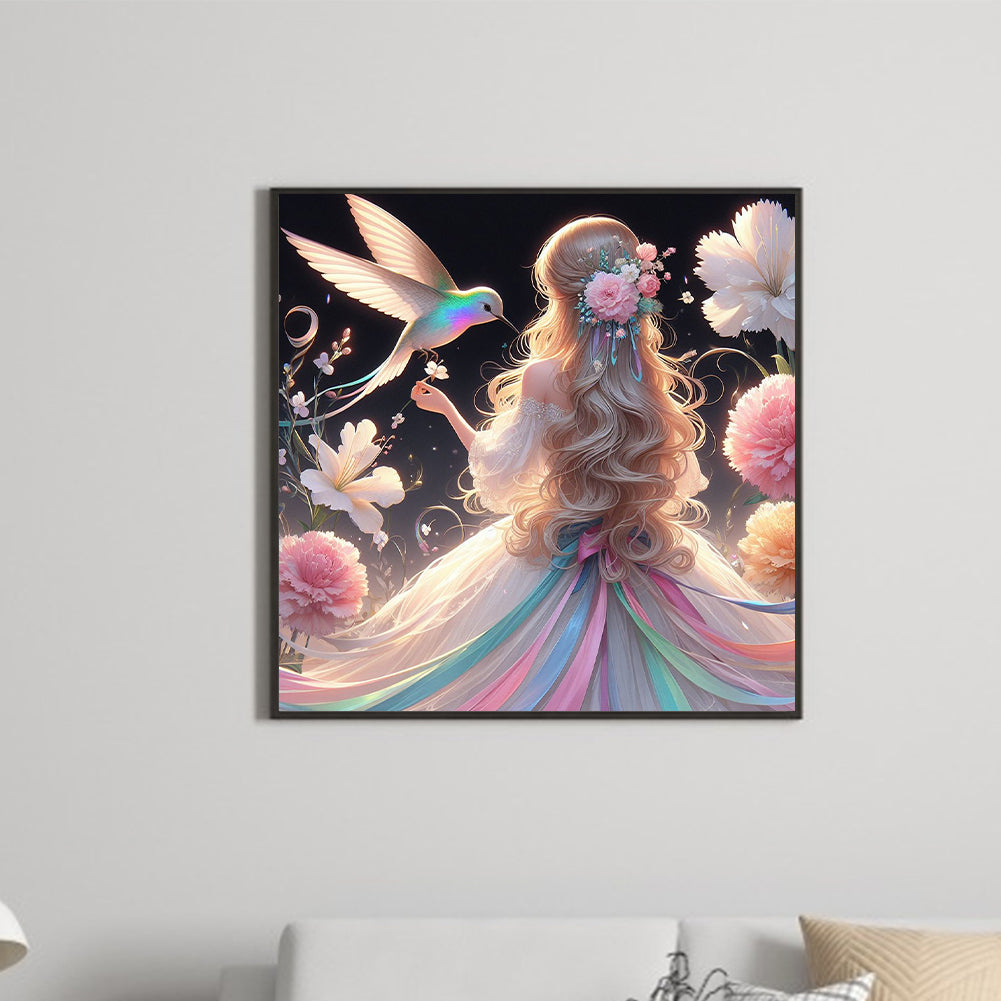 Diamond Painting - Full Round - hummingbird girl (30*30CM)