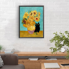 Load image into Gallery viewer, Diamond Painting - Full Round - Van Gogh Sunflowers and Little Black Cat (30*40CM)