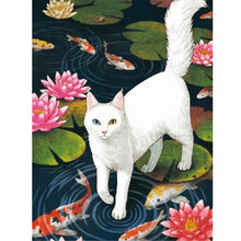 Load image into Gallery viewer, Diamond Painting - Full Square - Oil painting white cat on water (40*55CM)