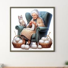Load image into Gallery viewer, Diamond Painting - Full Round - old lady knitting yarn (40*40CM)