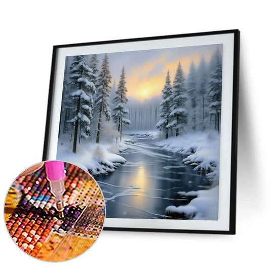 Diamond Painting - Full Round - snowy woods (30*30CM)