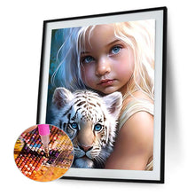 Load image into Gallery viewer, Diamond Painting - Full Round - white tiger girl (40*50CM)
