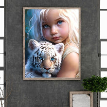 Load image into Gallery viewer, Diamond Painting - Full Round - white tiger girl (40*50CM)