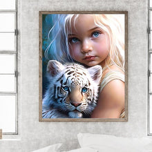 Load image into Gallery viewer, Diamond Painting - Full Round - white tiger girl (40*50CM)