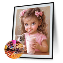 Load image into Gallery viewer, Diamond Painting - Full Round - girl drinking drink (40*50CM)