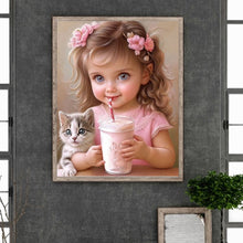 Load image into Gallery viewer, Diamond Painting - Full Round - girl drinking drink (40*50CM)