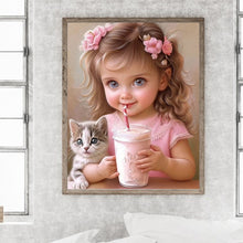 Load image into Gallery viewer, Diamond Painting - Full Round - girl drinking drink (40*50CM)