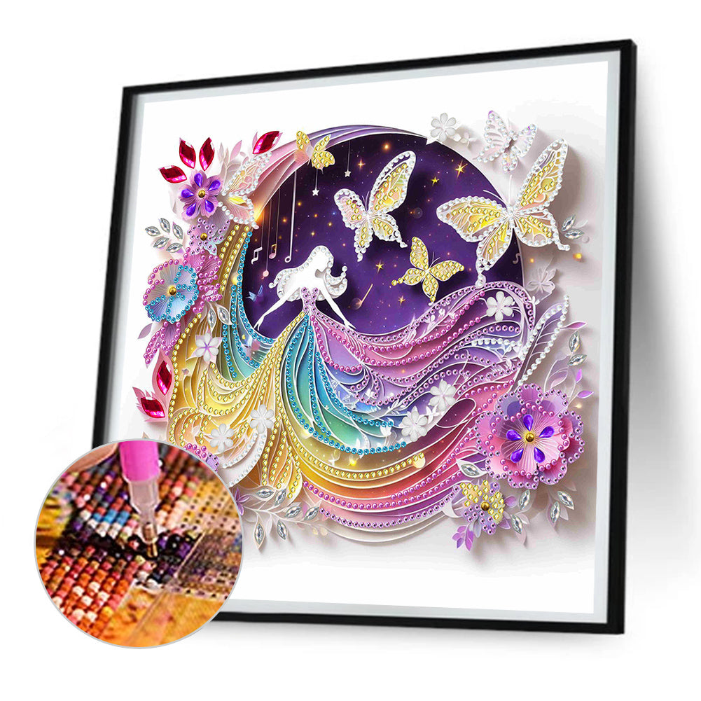 Diamond Painting - Partial Special Shaped - Butterfly beauty (30*30CM)