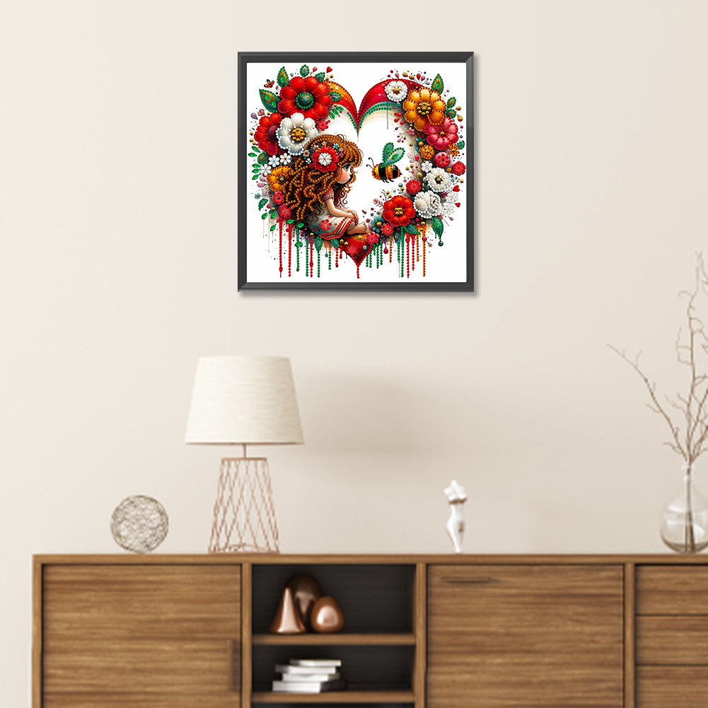 Diamond Painting - Partial Special Shaped - curly hair girl (30*30CM)