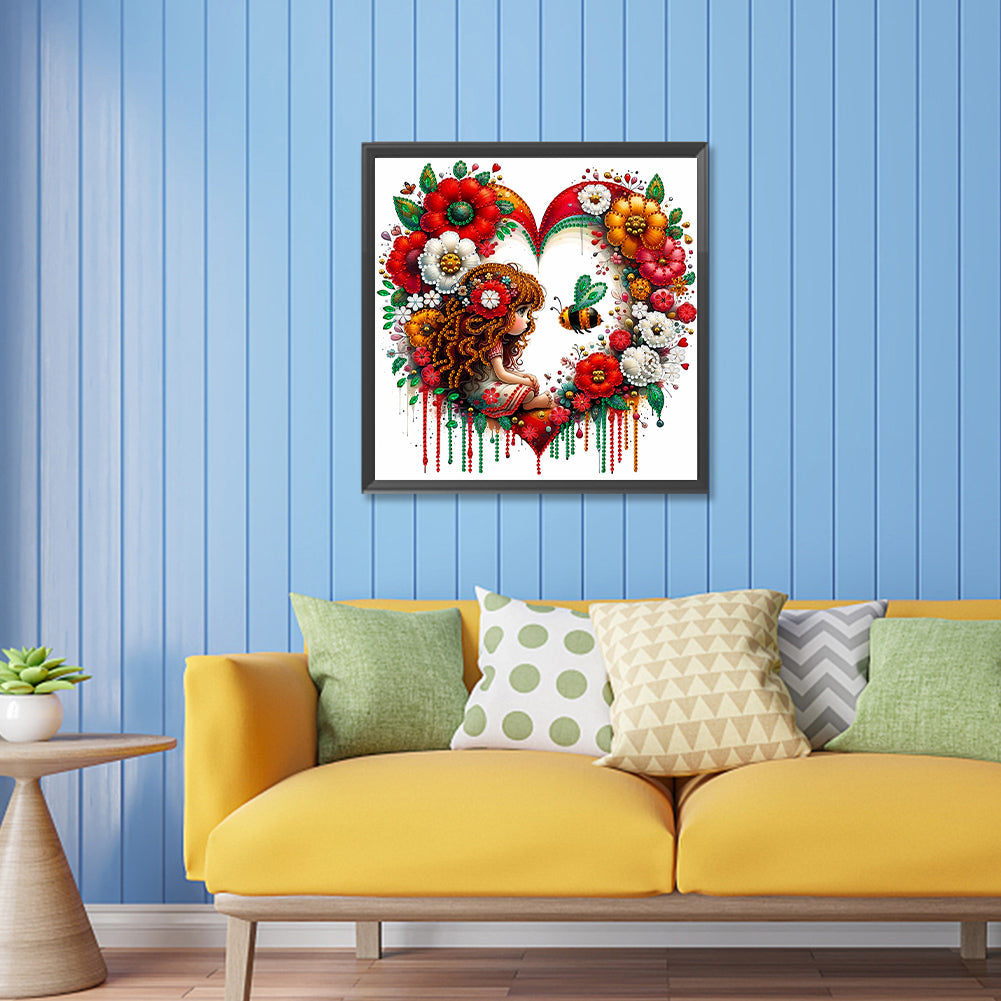 Diamond Painting - Partial Special Shaped - curly hair girl (30*30CM)