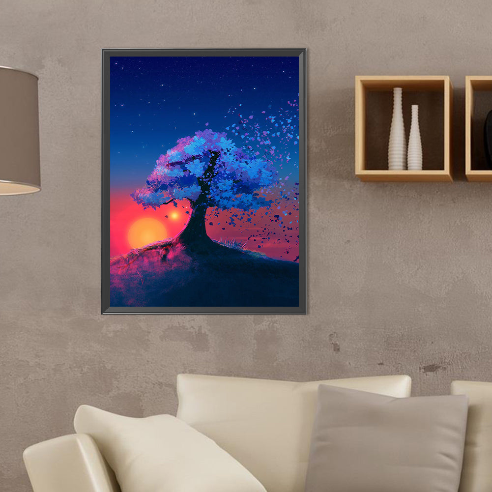 Diamond Painting - Full Round - tree under sunset (30*40CM)
