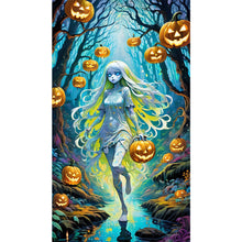 Load image into Gallery viewer, AB Diamond Painting - Full Round - Halloween forest girl (40*70CM)