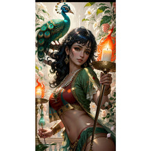 Load image into Gallery viewer, AB Diamond Painting - Full Round - Peacock Girl (40*75CM)