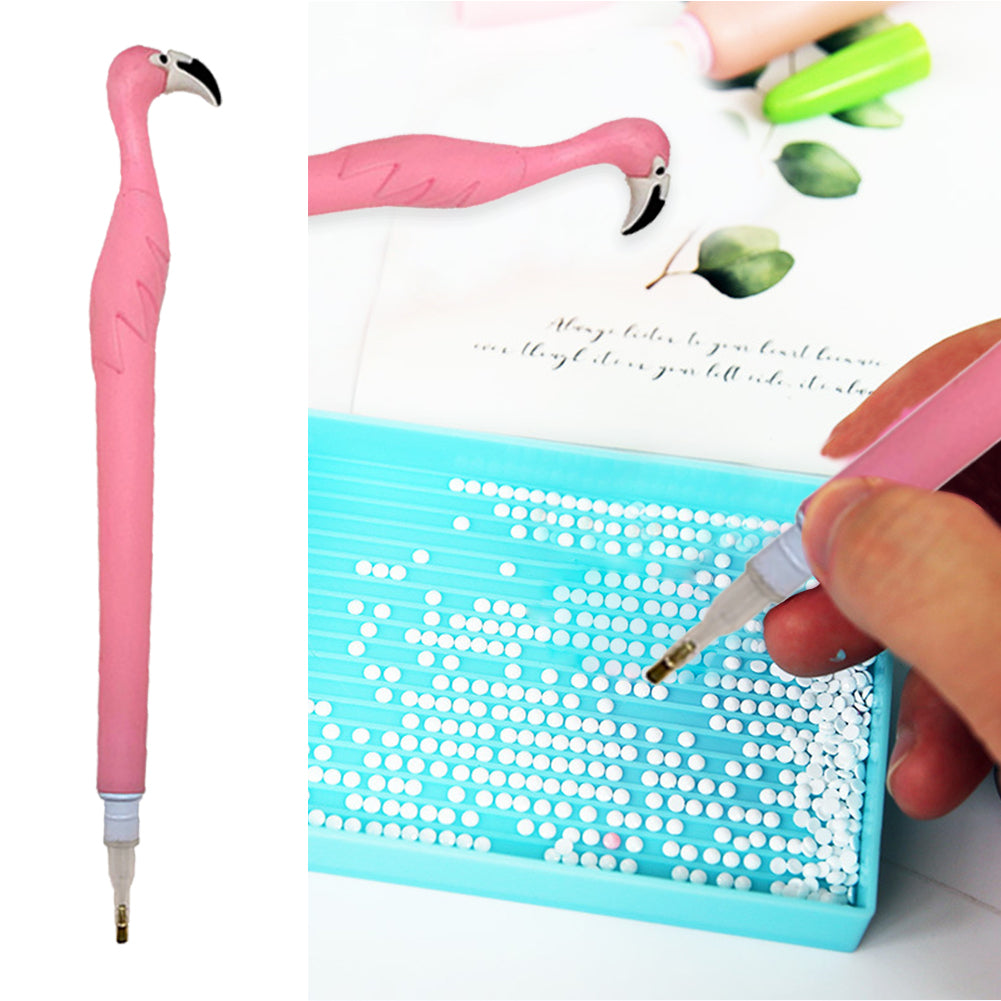 Cute Flamingo Diamond Painting Pen Kit with Clay Tips Tray for Diamond Painting