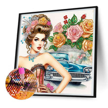 Load image into Gallery viewer, Diamond Painting - Partial Special Shaped - retro girl (30*30CM)