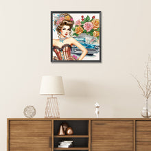 Load image into Gallery viewer, Diamond Painting - Partial Special Shaped - retro girl (30*30CM)