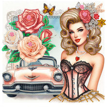 Load image into Gallery viewer, Diamond Painting - Partial Special Shaped - retro girl (30*30CM)