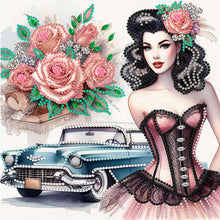 Load image into Gallery viewer, Diamond Painting - Partial Special Shaped - retro girl (30*30CM)