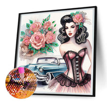 Load image into Gallery viewer, Diamond Painting - Partial Special Shaped - retro girl (30*30CM)